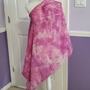 Ocean Couture Fuchsia & White Abstract Floral Scarf Shawl Sarong Swim Coverup